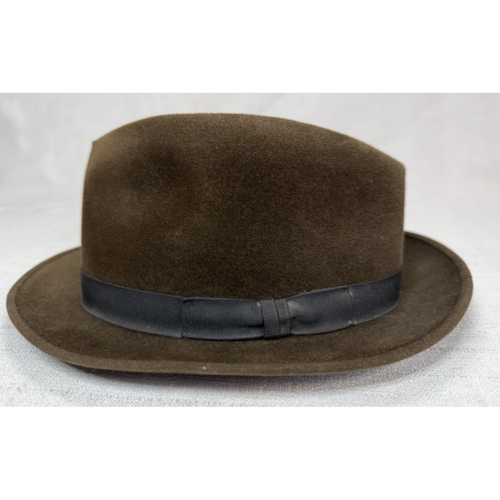 Vintage Brown Shudde Bros Hat Houston TX Long Oval Bowler Fedora DAMAGED